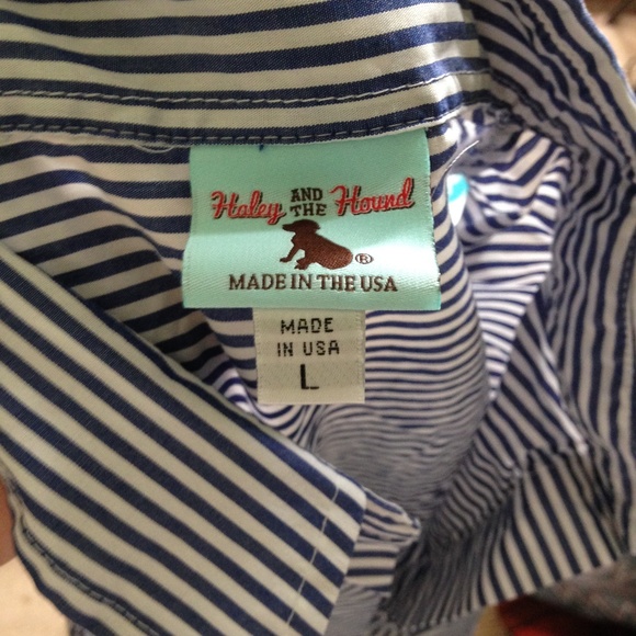 HALEY & THE HOUND BLUE & WHITE STRIPED TUNIC TOP - Picture 3 of 3